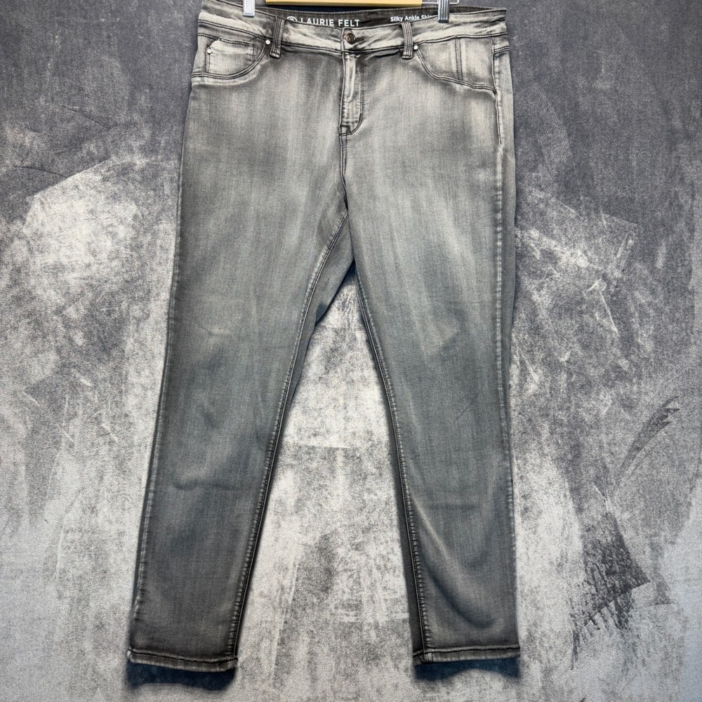 Laurie Felt Jeans Womens L Grey Rayon Blend Silky Ankle Skinny Vital Stretch